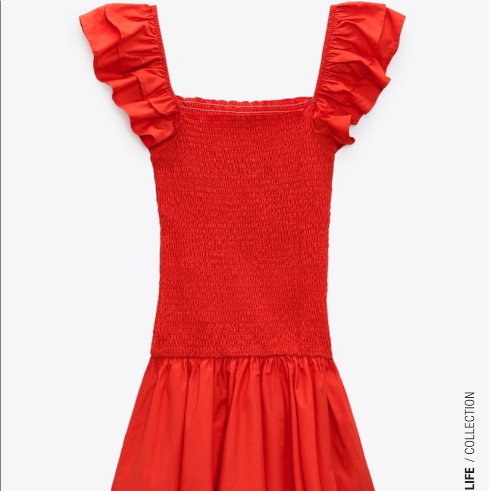Zara Bright Red Ruffled Dress - Picture 9 of 10